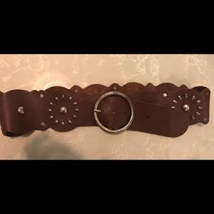 Zara Brown leather belt with metal studs